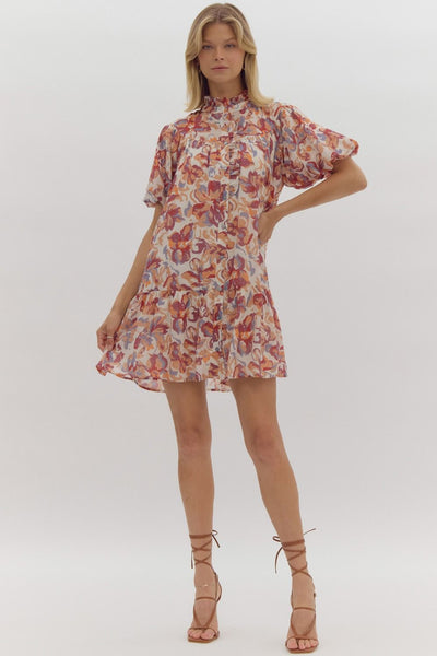 fashionable for fall floral dress | burgundy