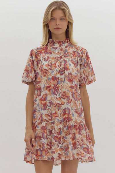 fashionable for fall floral dress | burgundy