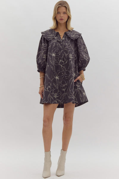 transitional tones floral print dress | charcoal