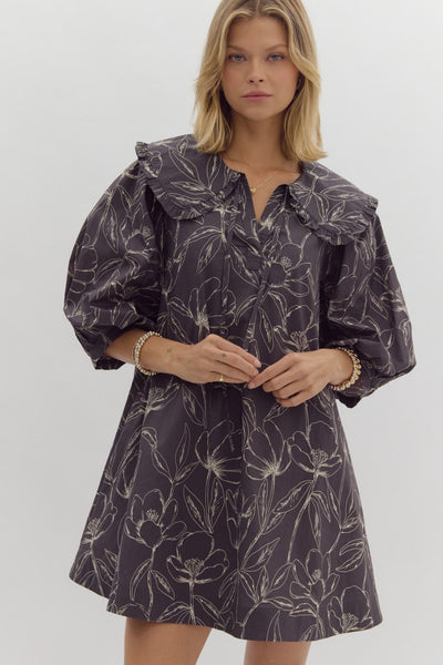 transitional tones floral print dress | charcoal