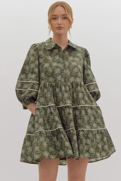 lost in time floral dress | olive