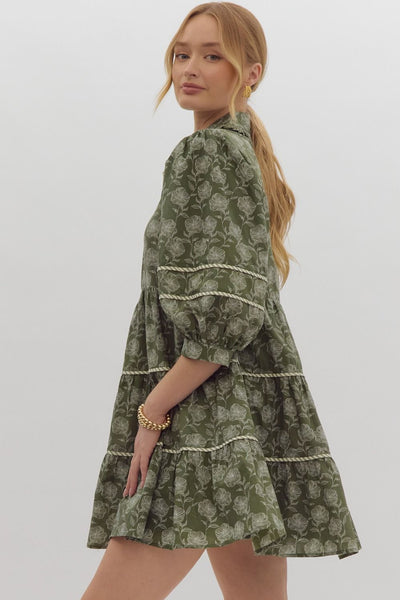 lost in time floral dress | olive
