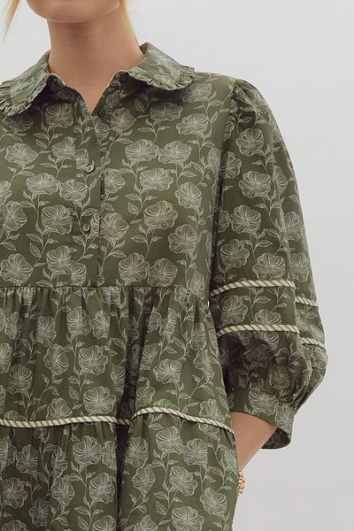 lost in time floral dress | olive
