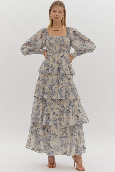 champagne moments tiered maxi dress | taupe