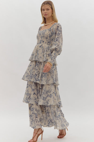 champagne moments tiered maxi dress | taupe