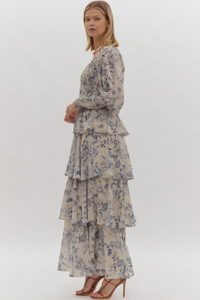 champagne moments tiered maxi dress | taupe
