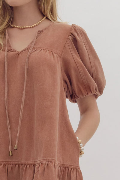 my love language denim mini dress | brown