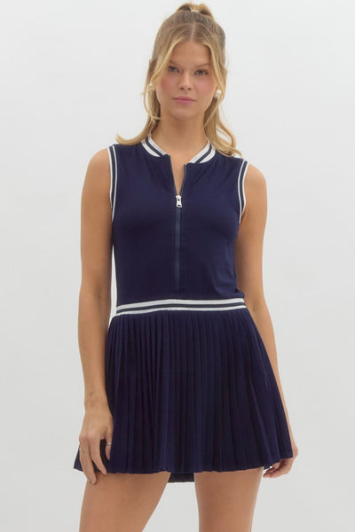 match point pleated tennis dress | navy