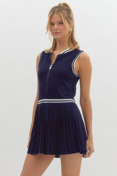 match point pleated tennis dress | navy
