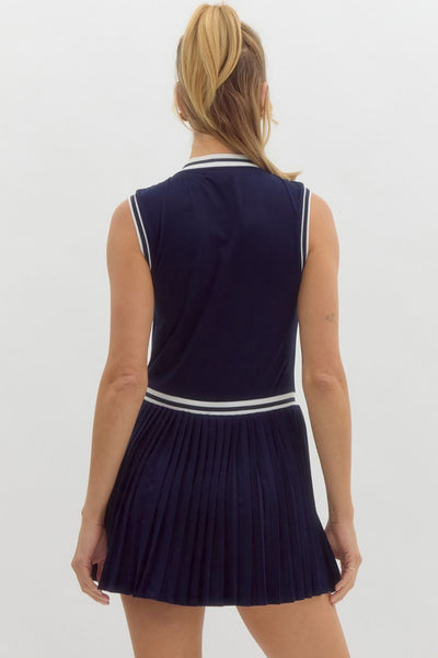 match point pleated tennis dress | navy
