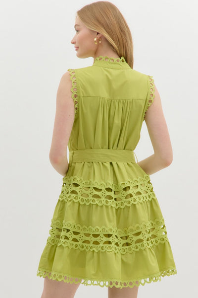 need a different view lace trim dress | lime