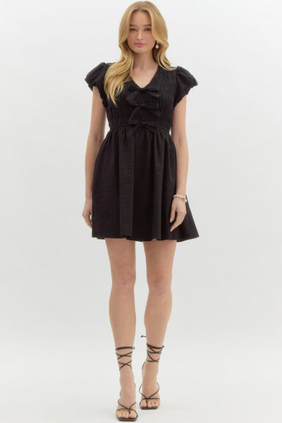 the only reason smocked mini dress | black
