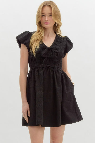 the only reason smocked mini dress | black