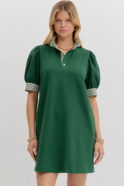 look impressed pullover polo dress | hunter green