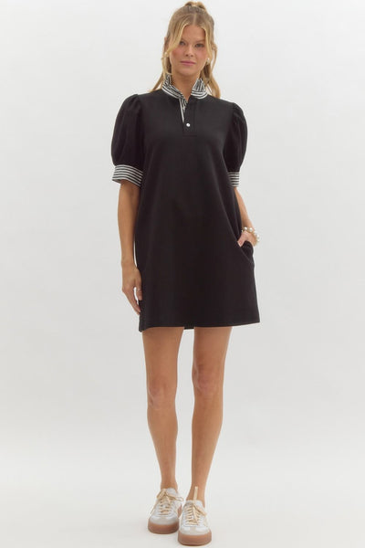 look impressed pullover polo dress | black