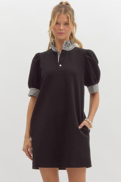 look impressed pullover polo dress | black