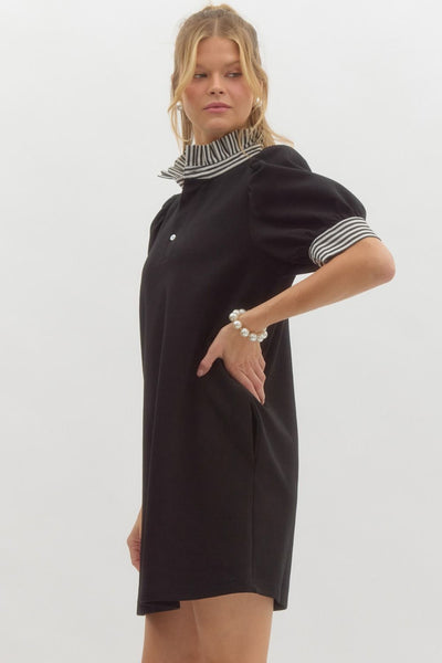 look impressed pullover polo dress | black