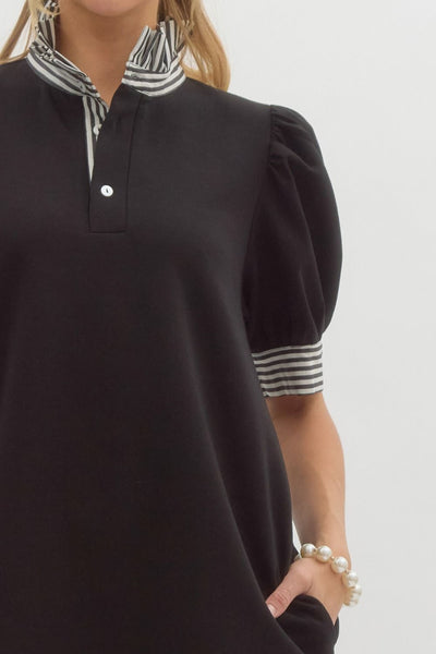 look impressed pullover polo dress | black