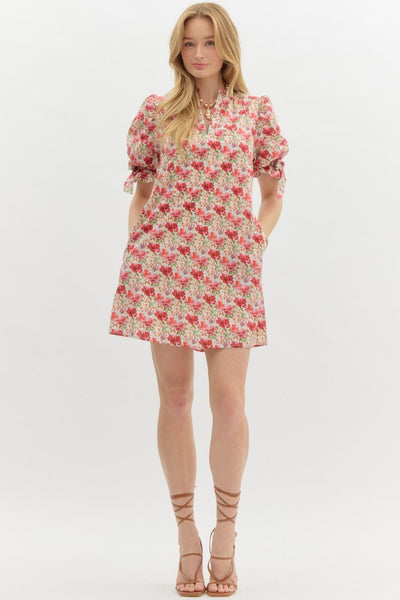 morning markets floral mini dress | raspberry