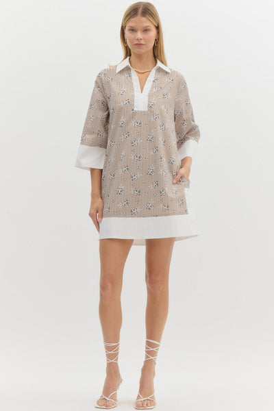 gallery opening striped floral shift dress | latte