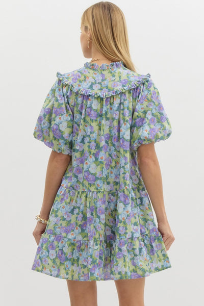charming moment floral tiered mini dress | lavender
