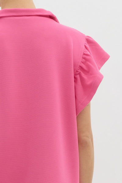 sweet days half zip flutter sleeve athletic dress | pink