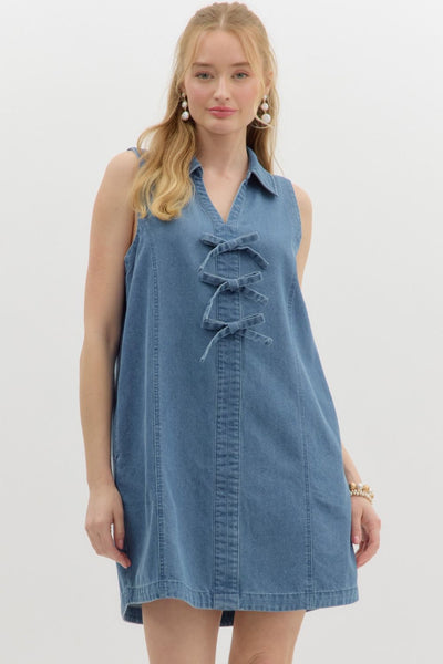 for good measure sleeveless mini dress | denim