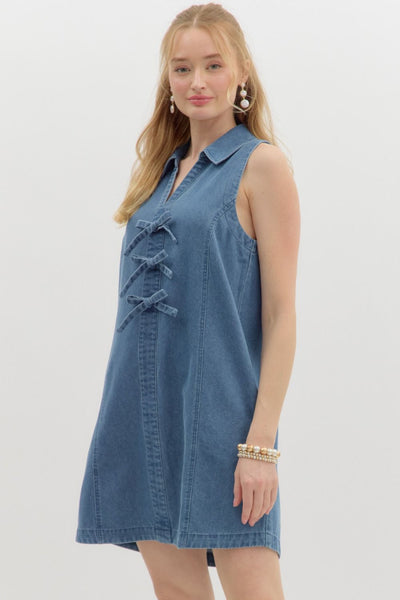 for good measure sleeveless mini dress | denim