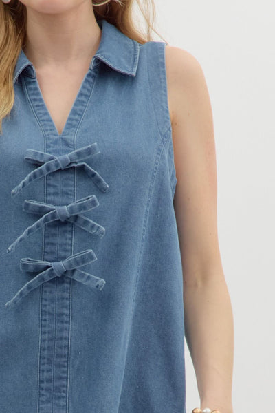 for good measure sleeveless mini dress | denim