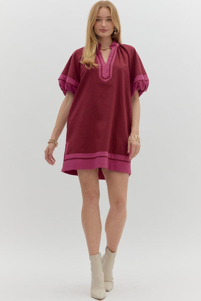 always the right time mini dress | burgundy