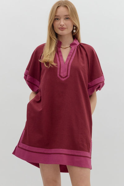 always the right time mini dress | burgundy