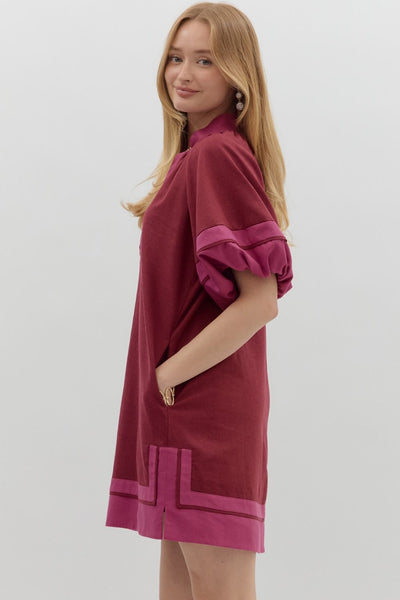 always the right time mini dress | burgundy