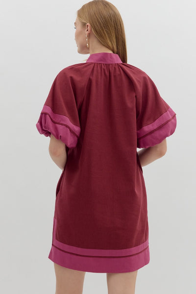 always the right time mini dress | burgundy