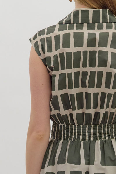 conquer the world abstract midi dress | olive