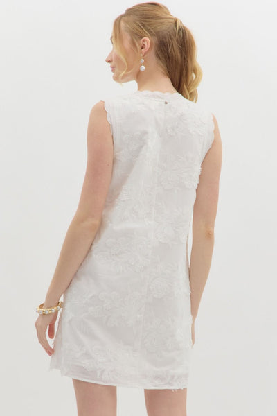 darling delight floral applique mini dress | off white