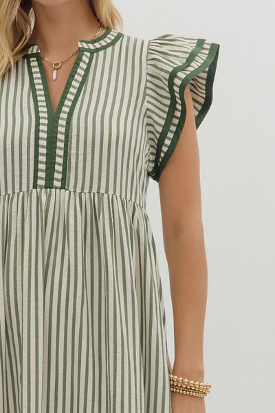 treasured times striped tiered maxi dress | pine