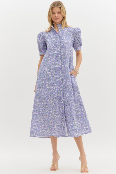 dance with destiny floral midi dress | lavender