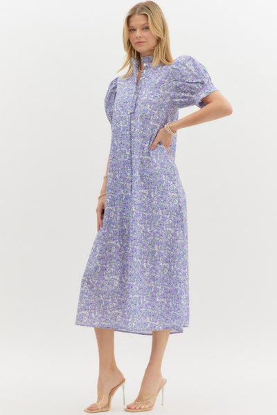 dance with destiny floral midi dress | lavender