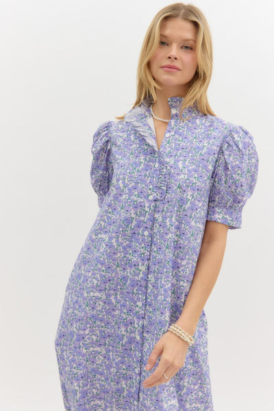 dance with destiny floral midi dress | lavender