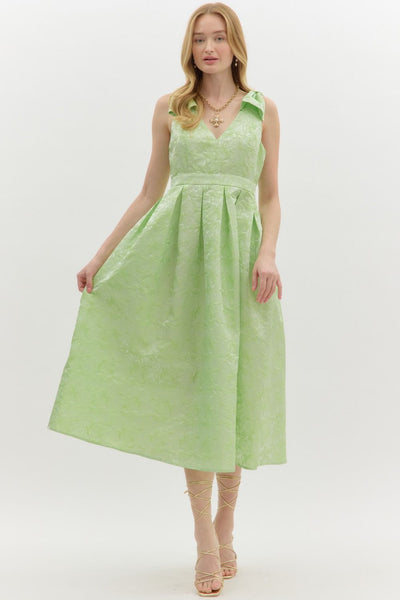 waves of my heart floral pleated midi dress | lime