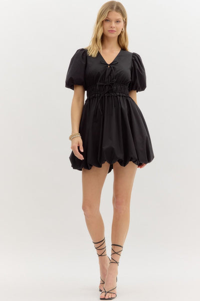 no time for drama bubble hem dress | black