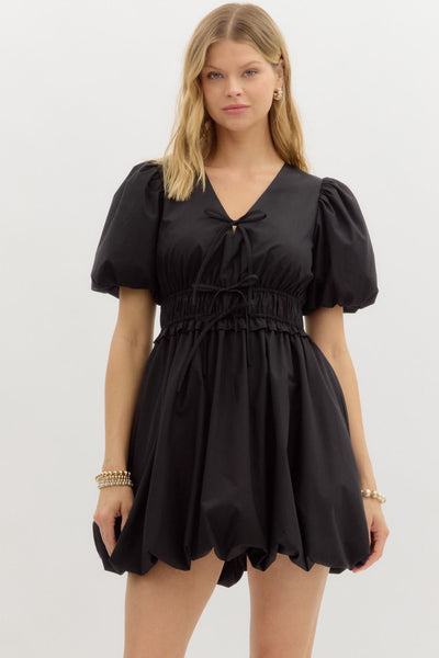 no time for drama bubble hem dress | black