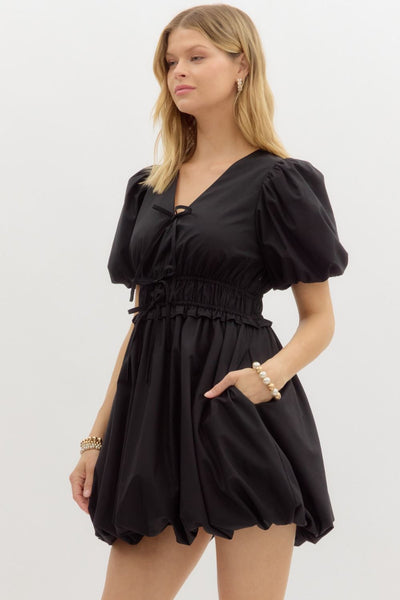 no time for drama bubble hem dress | black