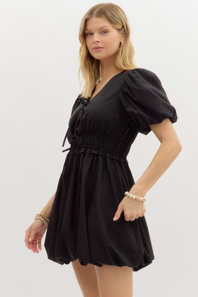 no time for drama bubble hem dress | black