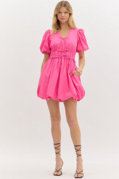 no time for drama bubble hem dress | barbie pink
