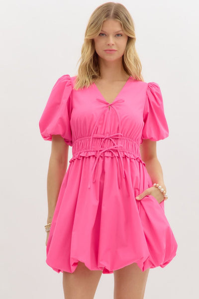 no time for drama bubble hem dress | barbie pink