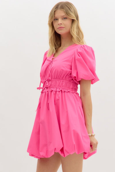 no time for drama bubble hem dress | barbie pink