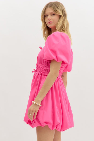 no time for drama bubble hem dress | barbie pink