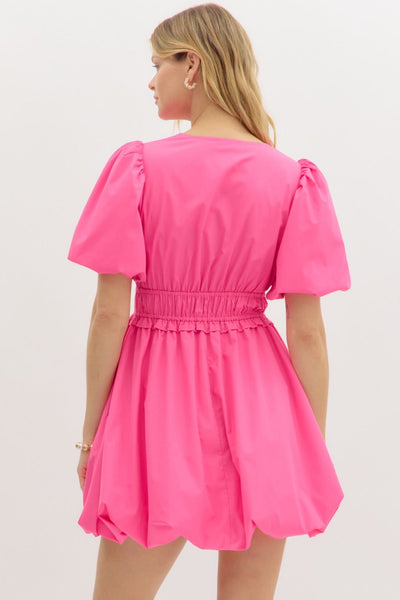 no time for drama bubble hem dress | barbie pink