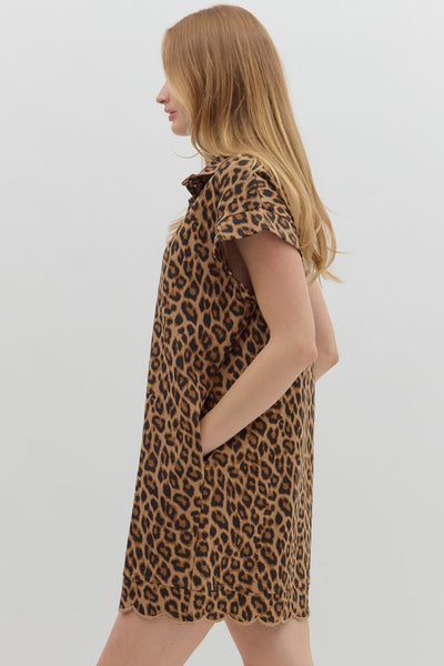 matching the vibe scallop hem dress | leopard